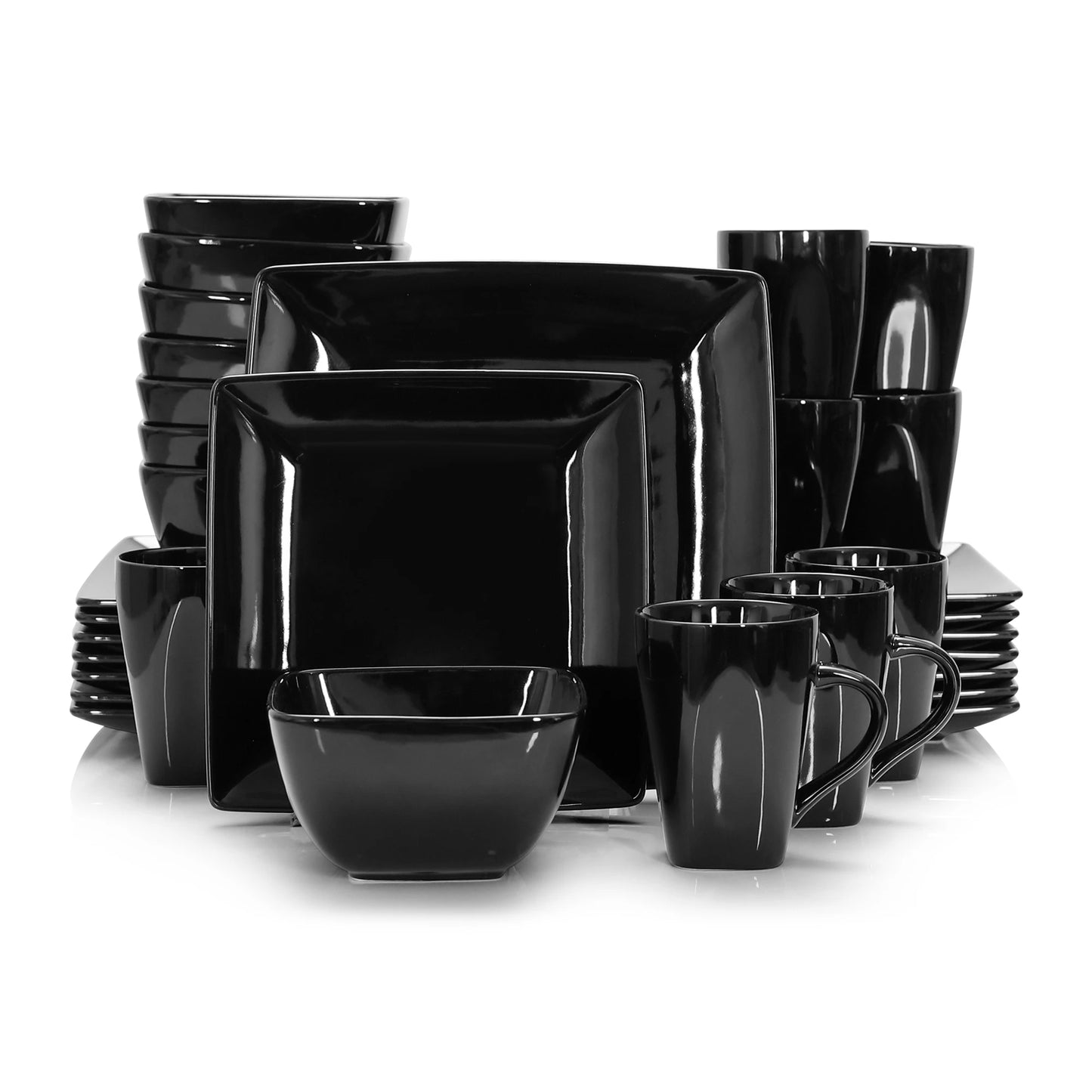 Malacasa Porcelain Square Dinnerware Set for Everyday Dining