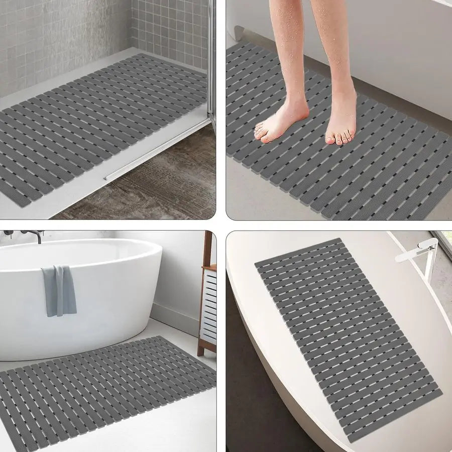 Nonslip Bathtub Shower Mat With Suction Cups And Drain Holes