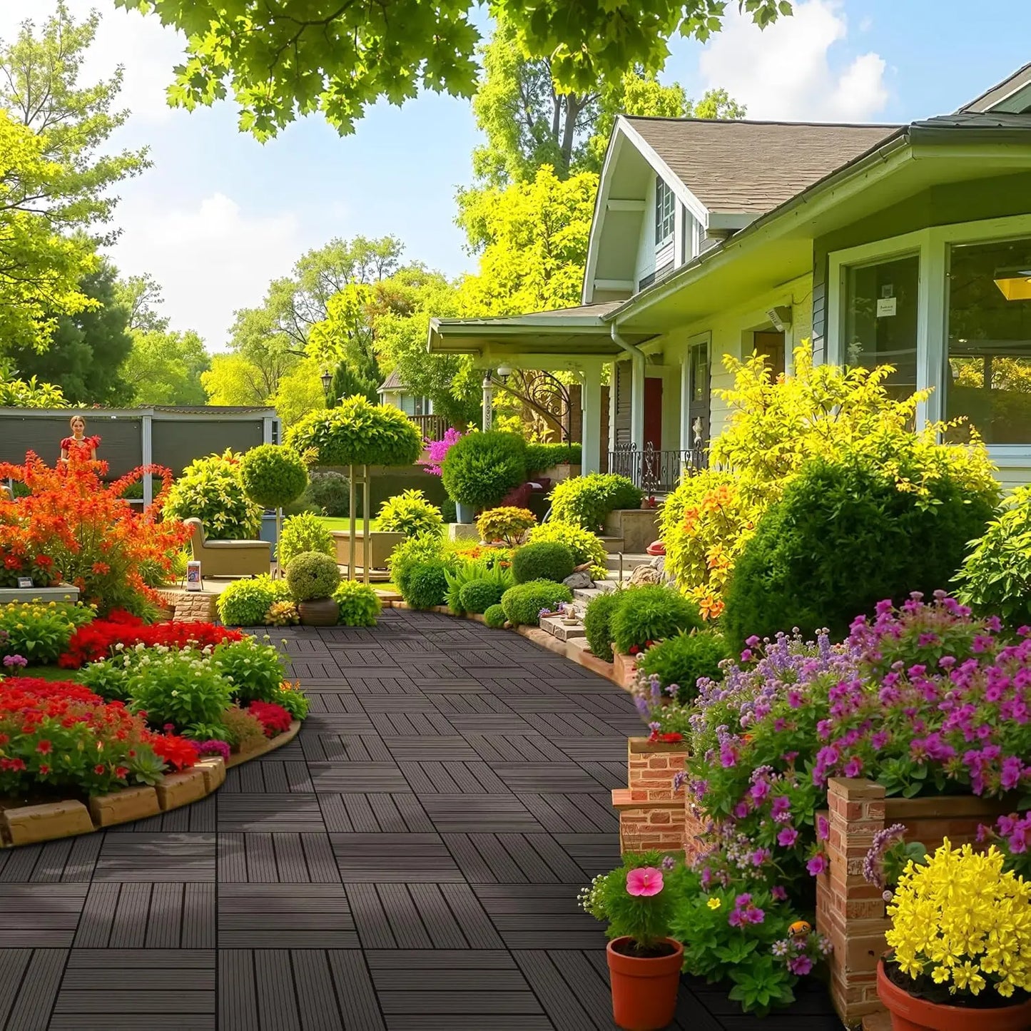 Composite Interlocking Deck Tiles Outdoor Waterproof Decking
