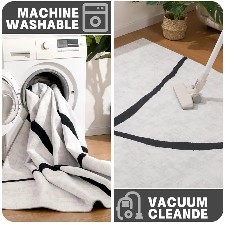 Washable Living Room Rug Abstract Modern Non Slip Home Office