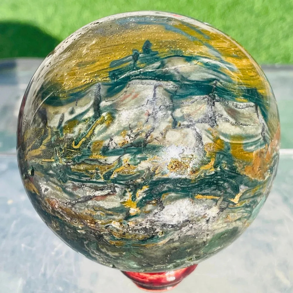 CrystalHola Ocean Jasper Sphere Healing Crystal Decoration