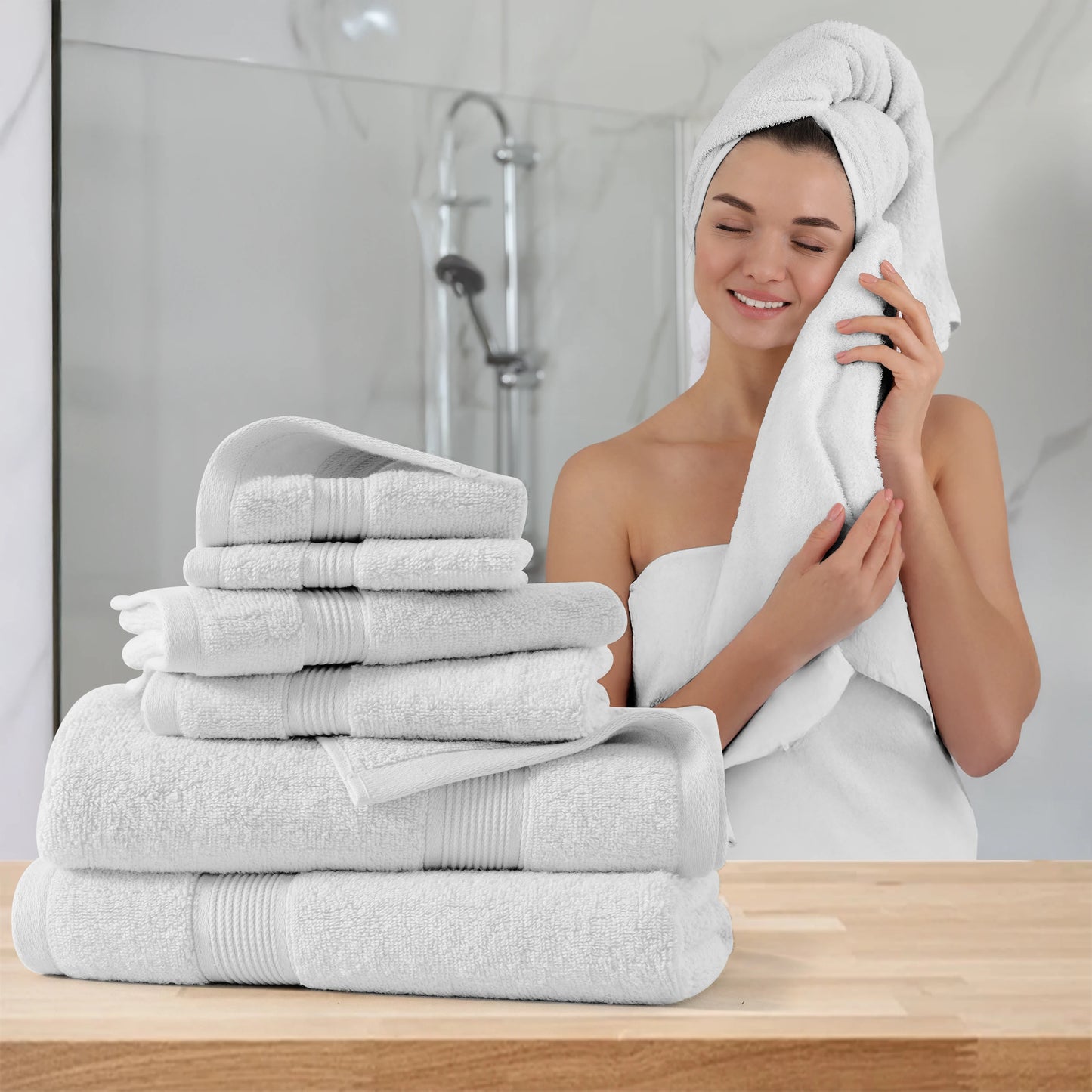 Lux Decor 6 Piece Bath Towel Set 100 Percent Cotton