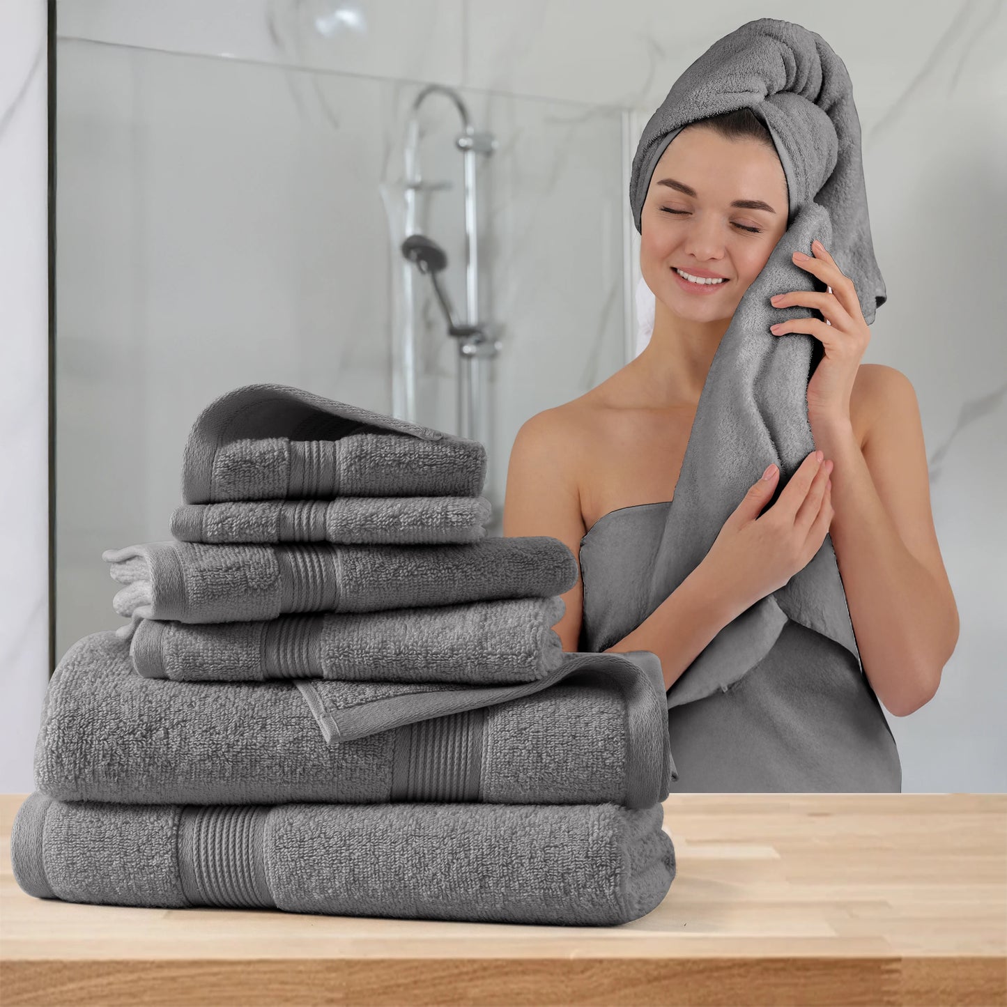 Lux Decor 6 Piece Bath Towel Set 100 Percent Cotton