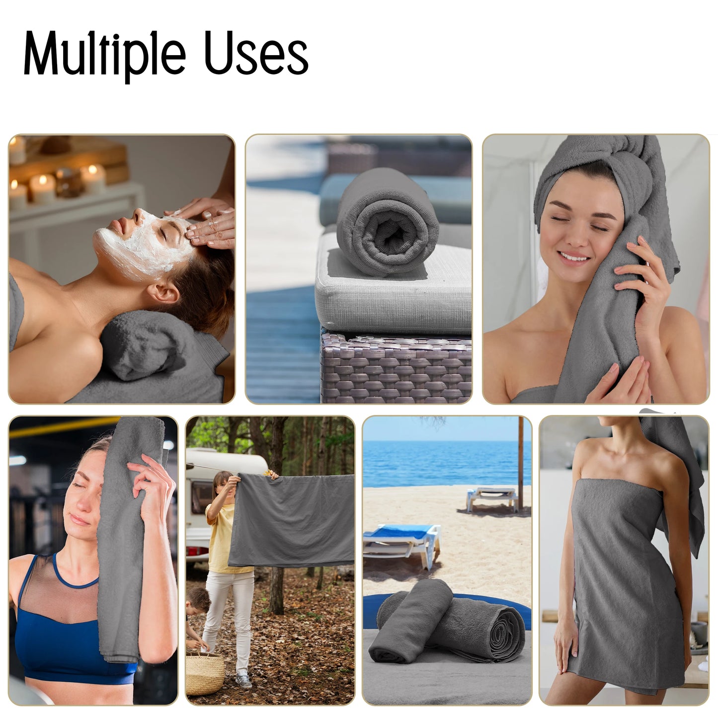 Lux Decor 6 Piece Bath Towel Set 100 Percent Cotton