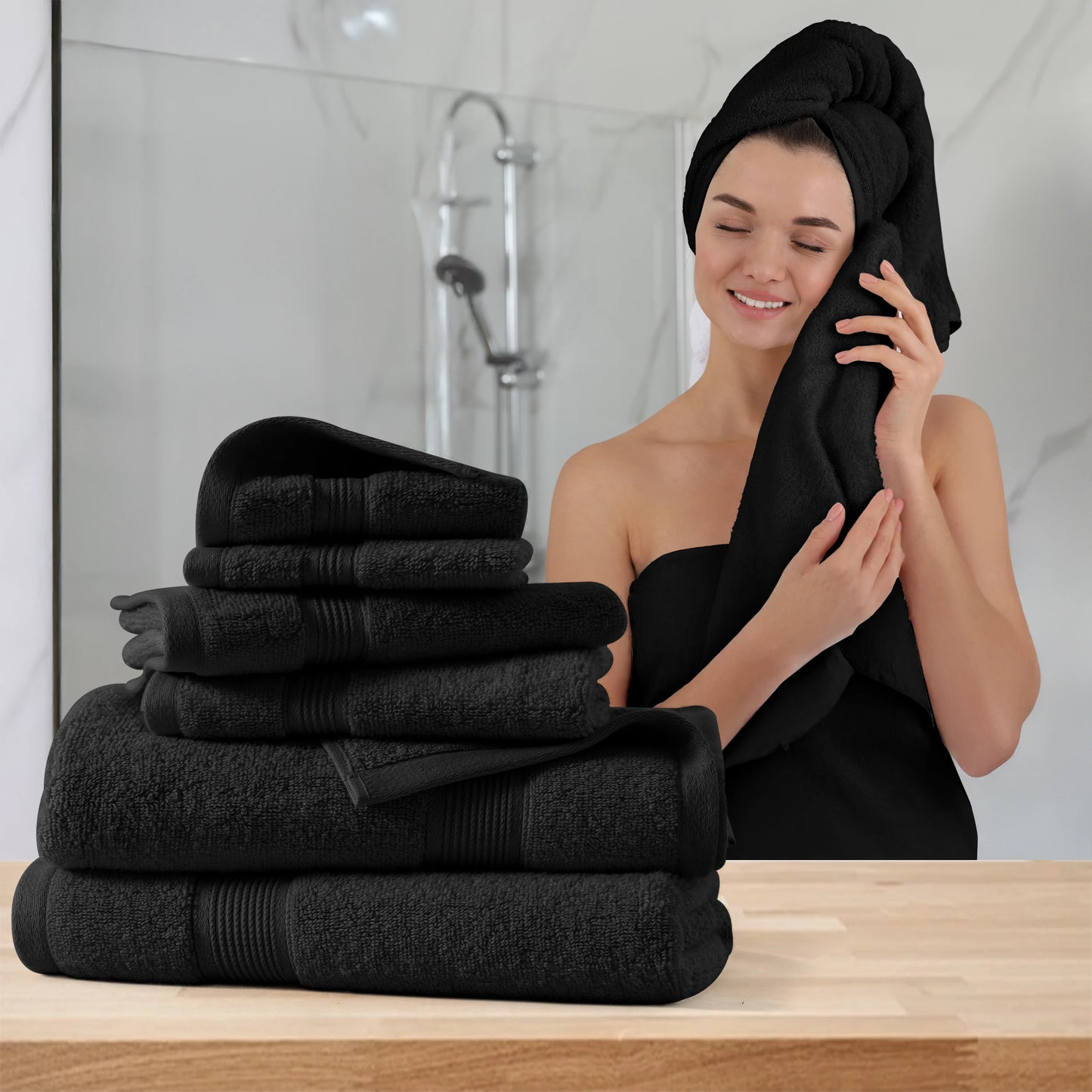 Lux Decor 6 Piece Bath Towel Set 100 Percent Cotton