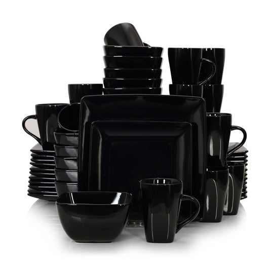Malacasa Porcelain Square Dinnerware Set for Everyday Dining
