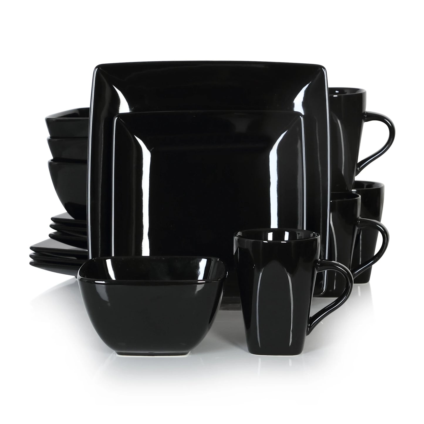 Malacasa Porcelain Square Dinnerware Set for Everyday Dining