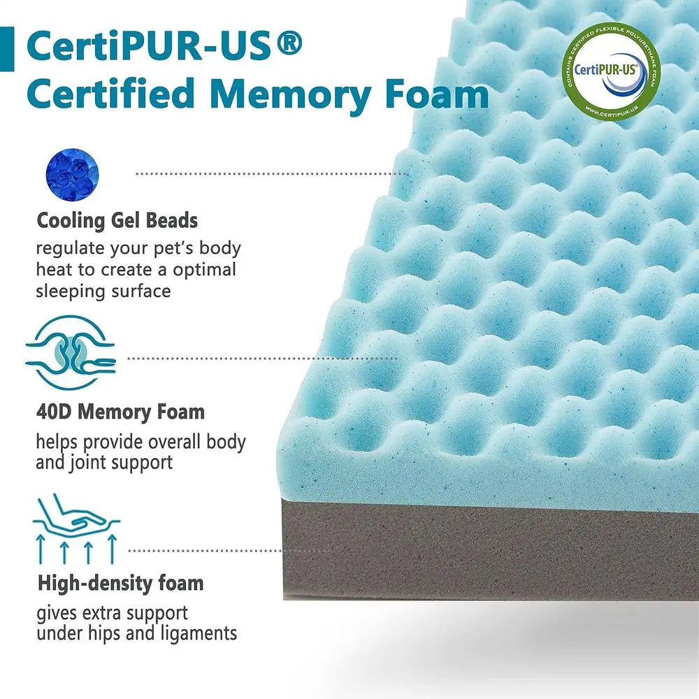 OVOZI Orthopedic Cooling Memory Foam Dog Bed With Waterproof Liner