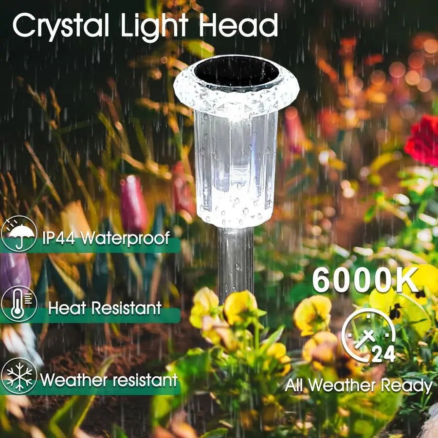 Solar Stake Lights Outdoor 15 Pack Waterproof Stainless Steel Pathway