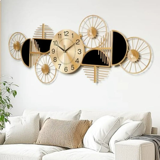 Modern Silent Metal Wall Clock Battery Operated Living Room Decor