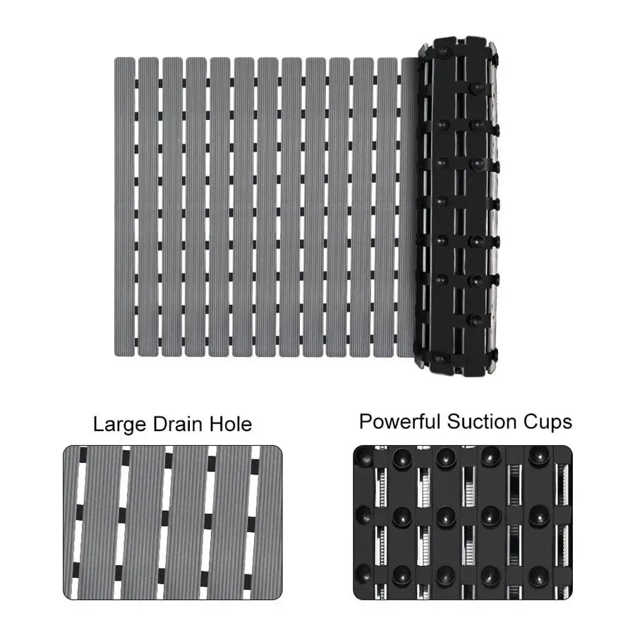 Nonslip Bathtub Shower Mat With Suction Cups And Drain Holes