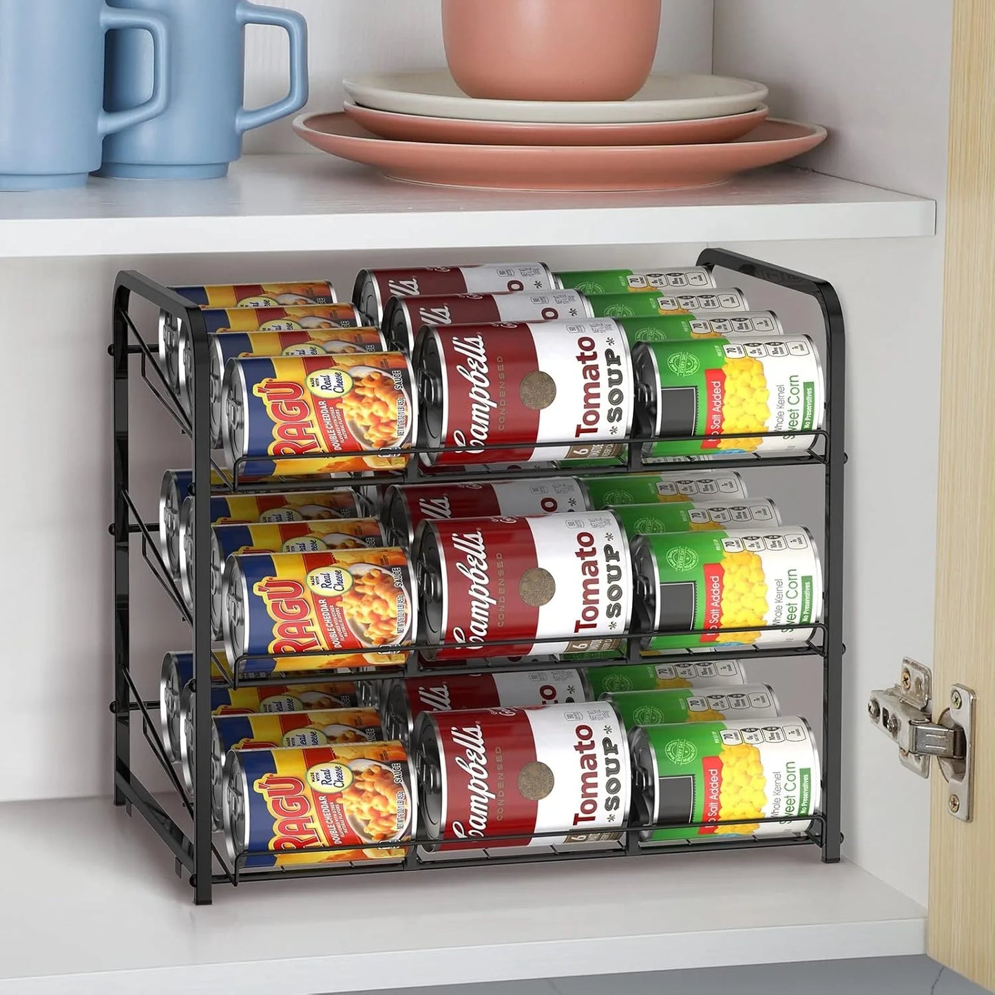 Stackable Can Organizer 2 Pack Holds 36 Cans For Pantry Storage