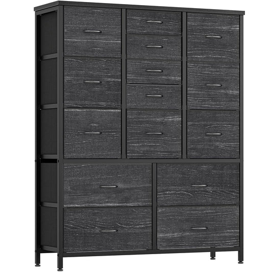 Fabric 15-Drawer Chest With Metal Frame For Bedroom Storage