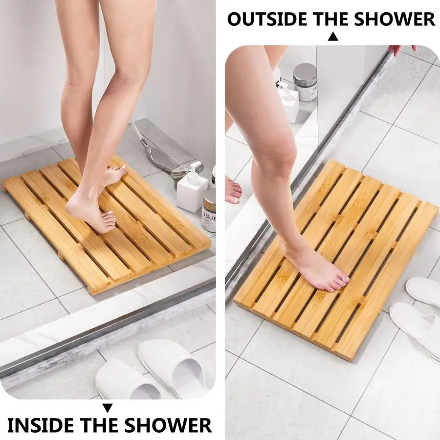 Bamboo Bath Mat Non Slip Waterproof Shower Floor Mat