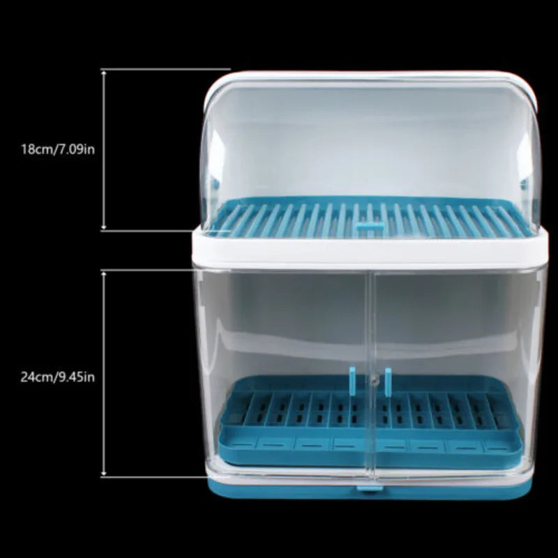 Two Layer Kitchen Cutlery Rack With Dish Drying Lid