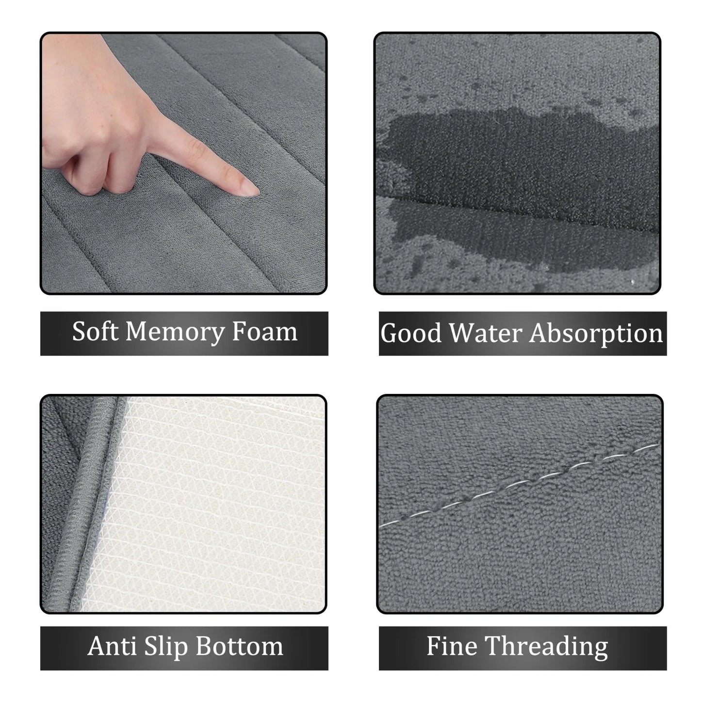 Absorbent Striped Memory Foam Bathroom Rug for Soft Comfort
