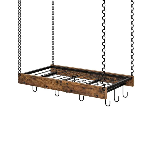 XMSJ Vintage Hanging Pot Rack Ceiling Mount With 12 Hooks