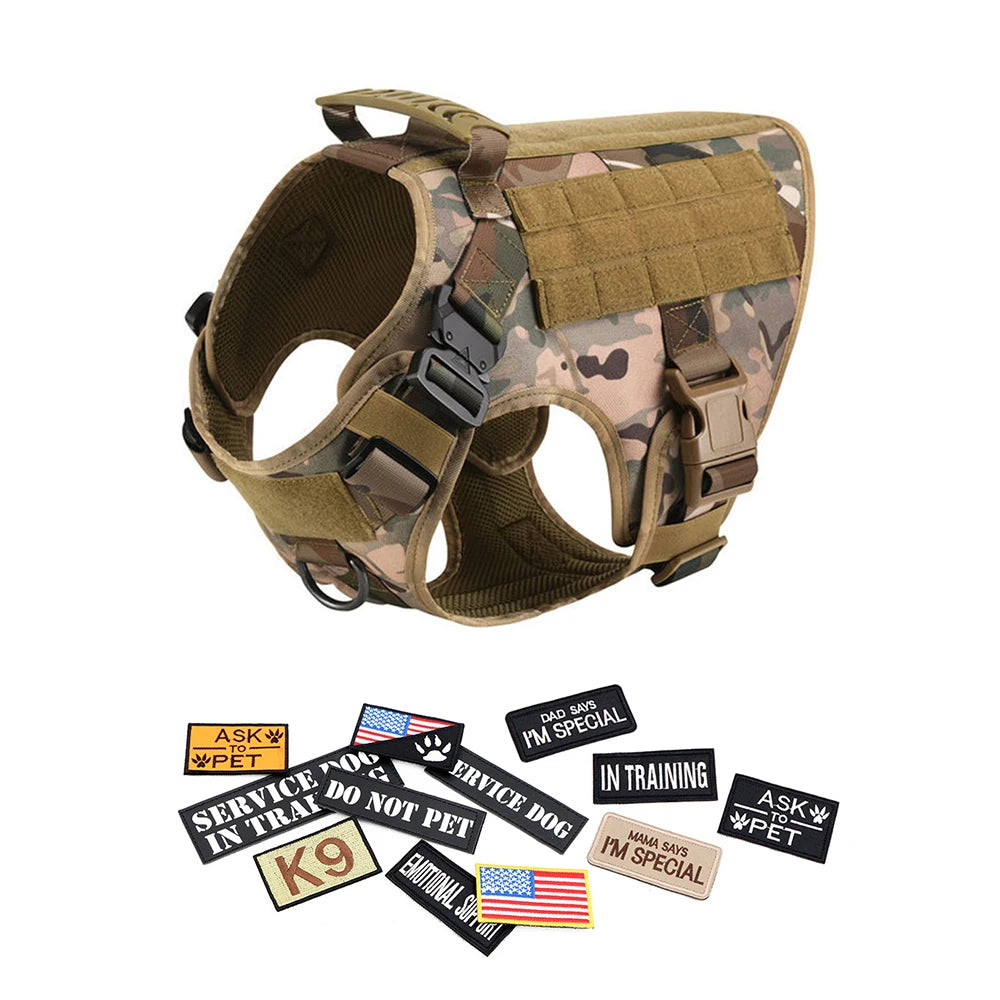 PETRAVELCN Military Dog Harness Vest With Leash Patches