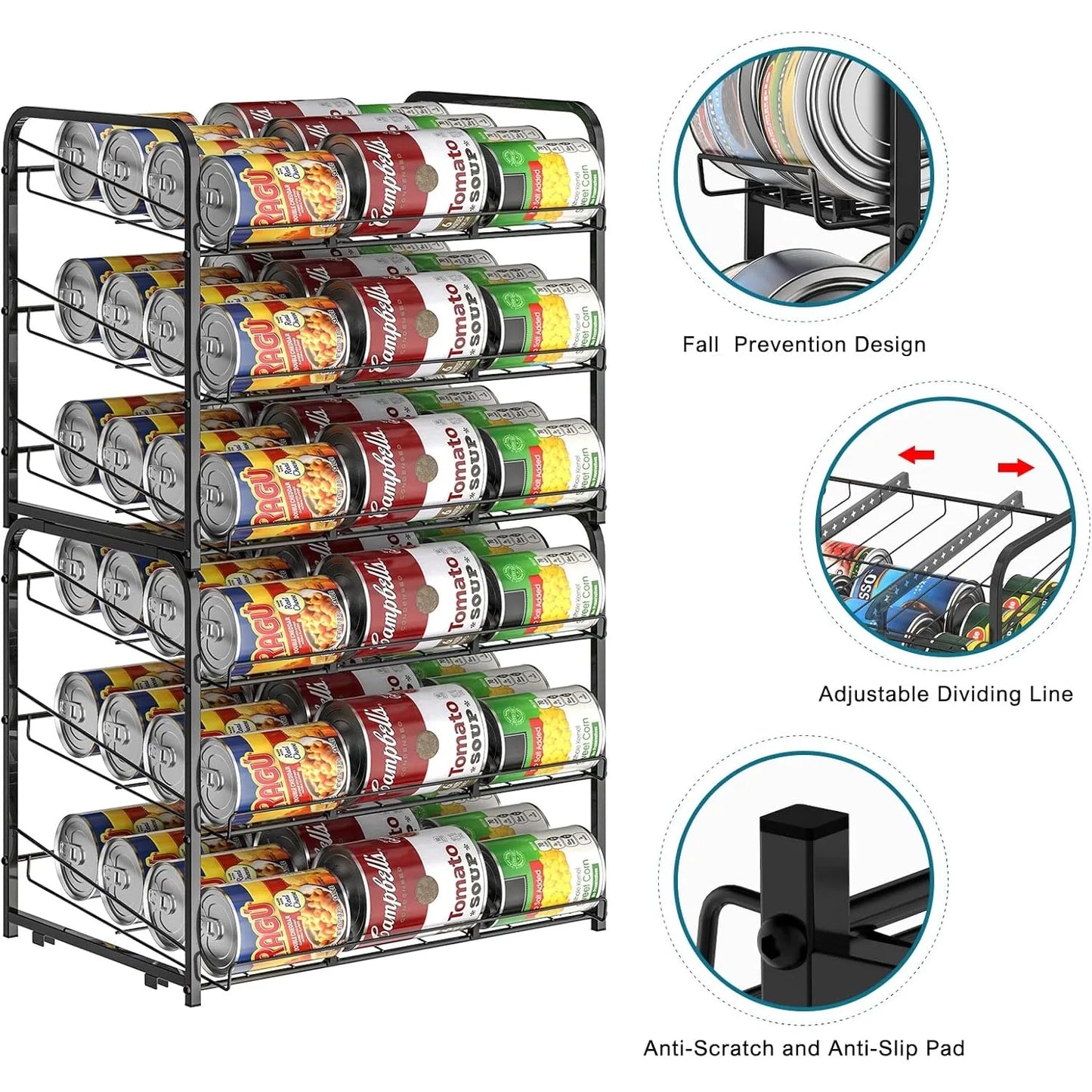 Stackable Can Organizer 2 Pack Holds 36 Cans For Pantry Storage