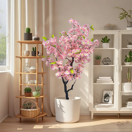 Twister.CK Artificial Cherry Blossom Tree Tall Potted Decor
