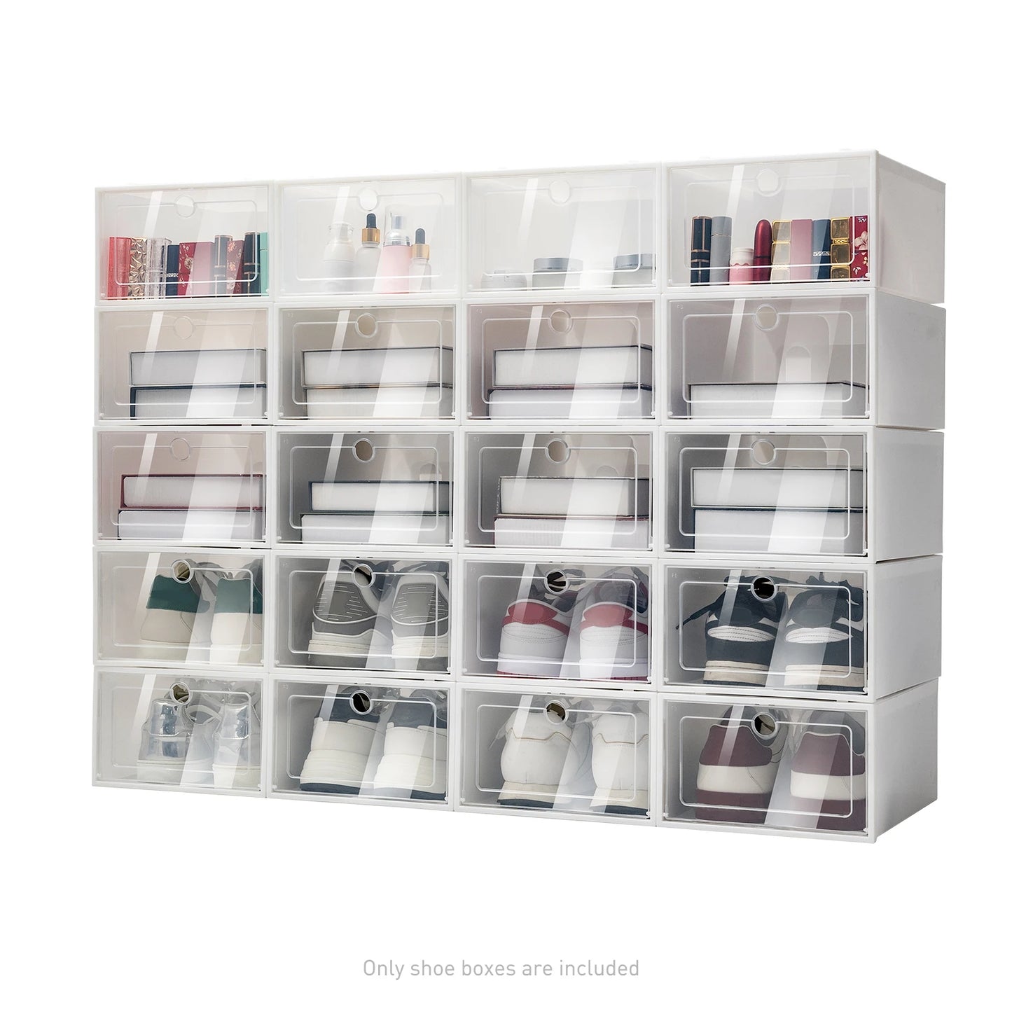 Foldable Transparent Shoe Boxes Stackable Dustproof Drawer Organizer