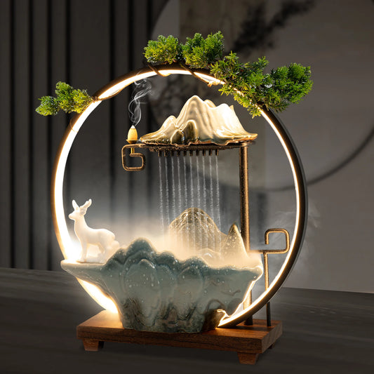 Tabletop LED Water Fountain Rockery Indoor Waterfall For Home Office