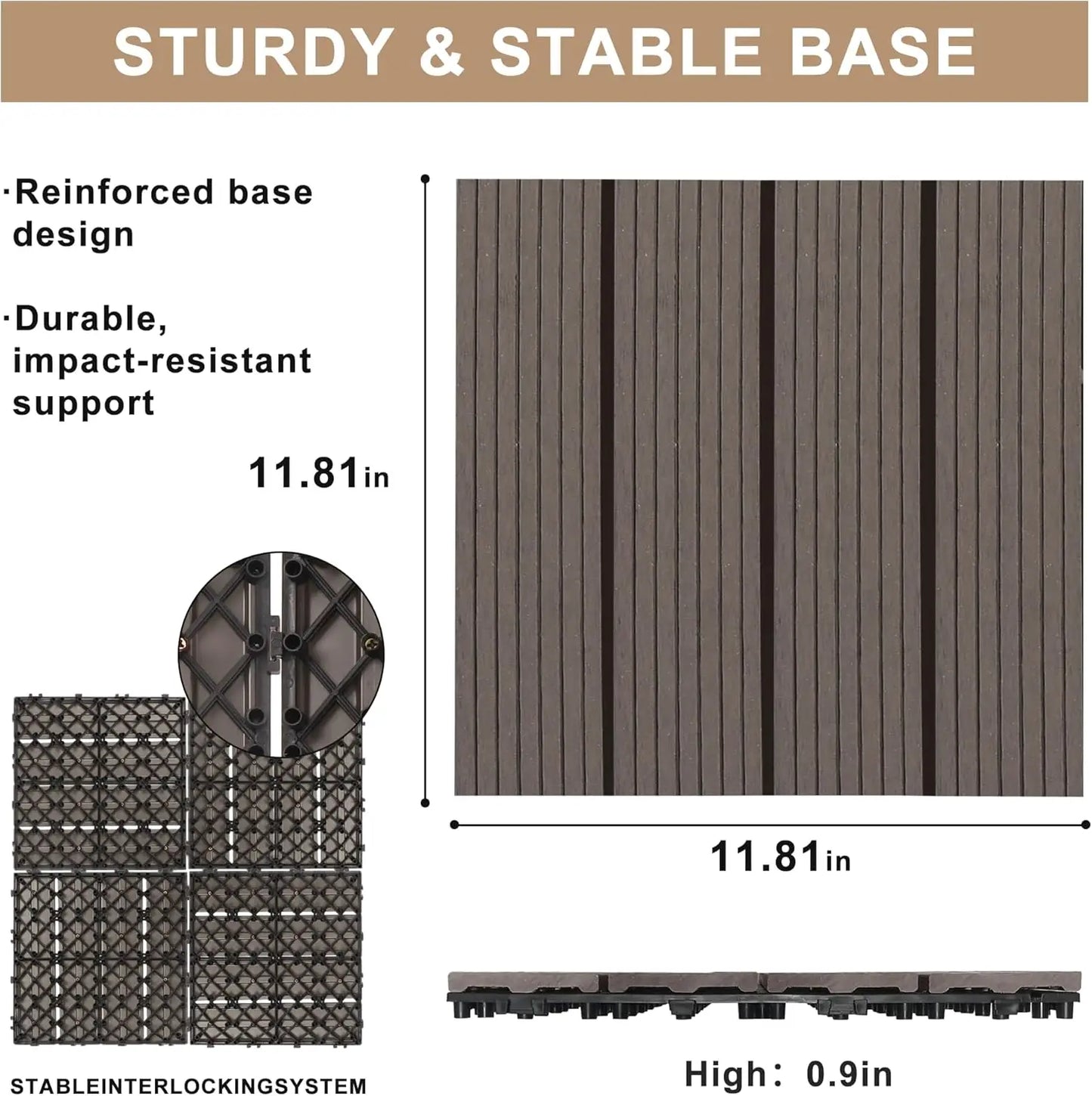 Composite Interlocking Deck Tiles Outdoor Waterproof Decking