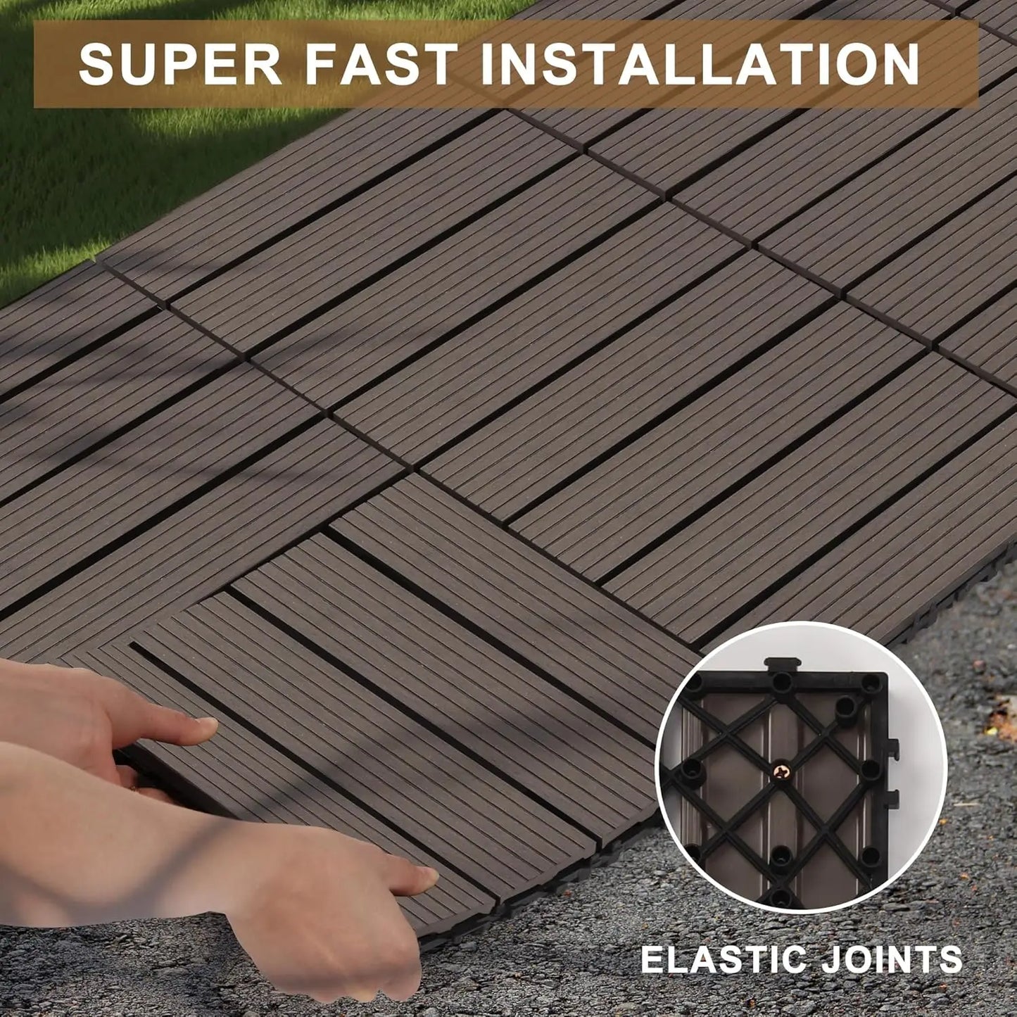 Composite Interlocking Deck Tiles Outdoor Waterproof Decking