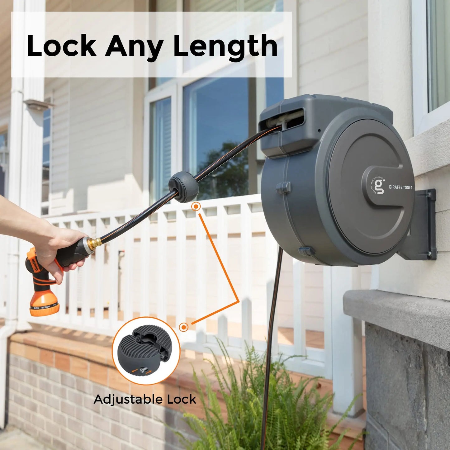 Giraffe Tools AW40 Retractable Hose Reel Wall Mount With Auto Rewind