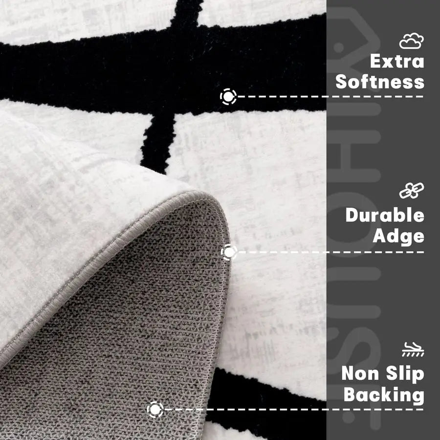 Washable Living Room Rug Abstract Modern Non Slip Home Office