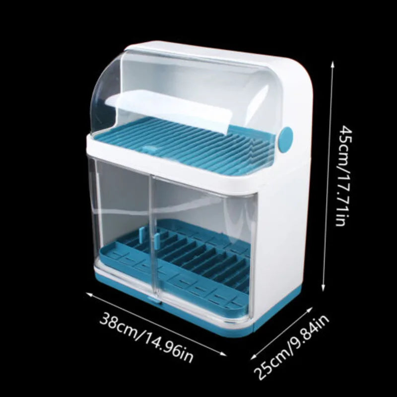 Two Layer Kitchen Cutlery Rack With Dish Drying Lid