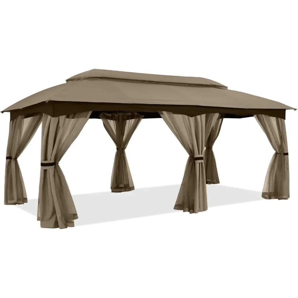Outdoor Patio Gazebo With Upgrade Steel Frame And Netting Walls