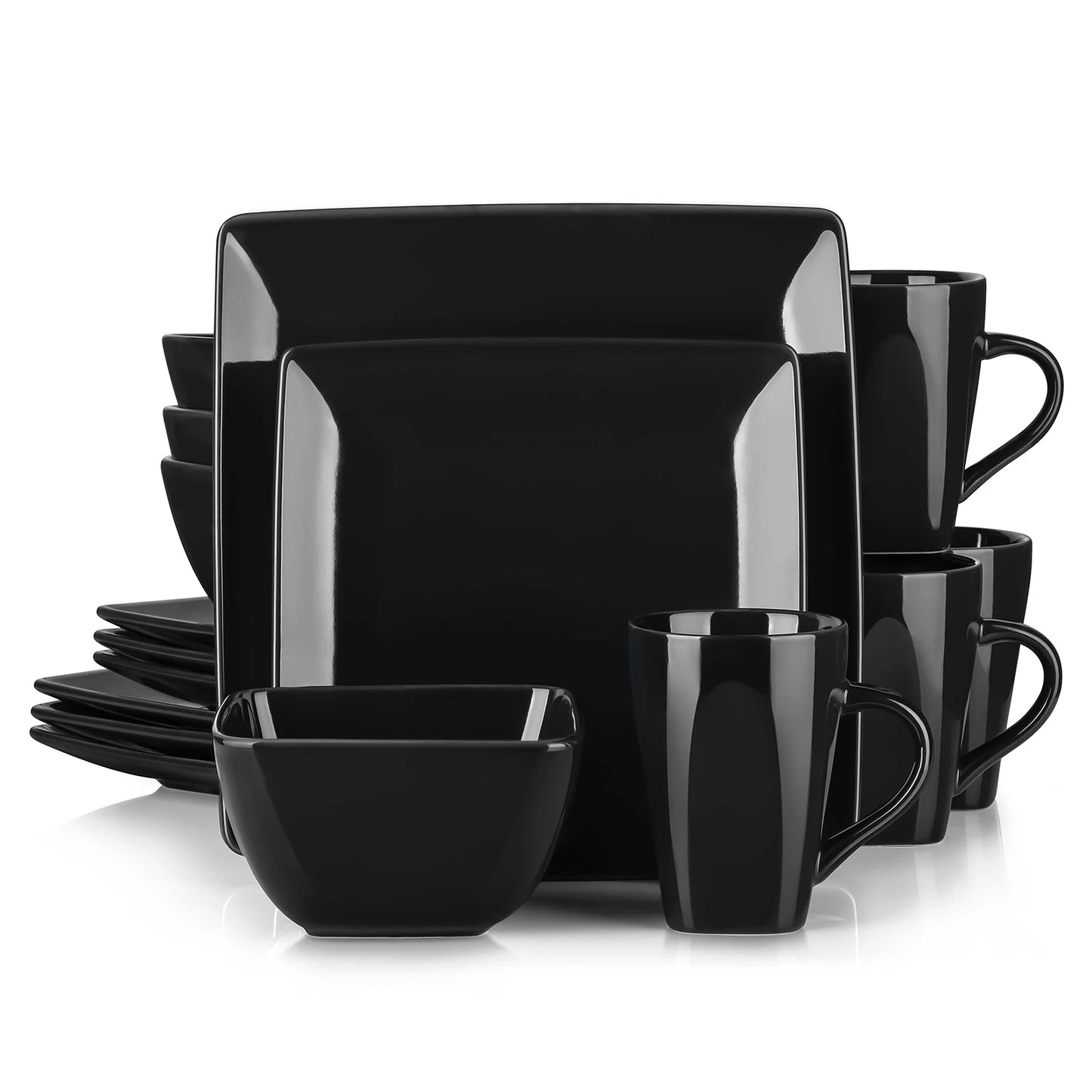 Malacasa Porcelain Square Dinnerware Set for Everyday Dining