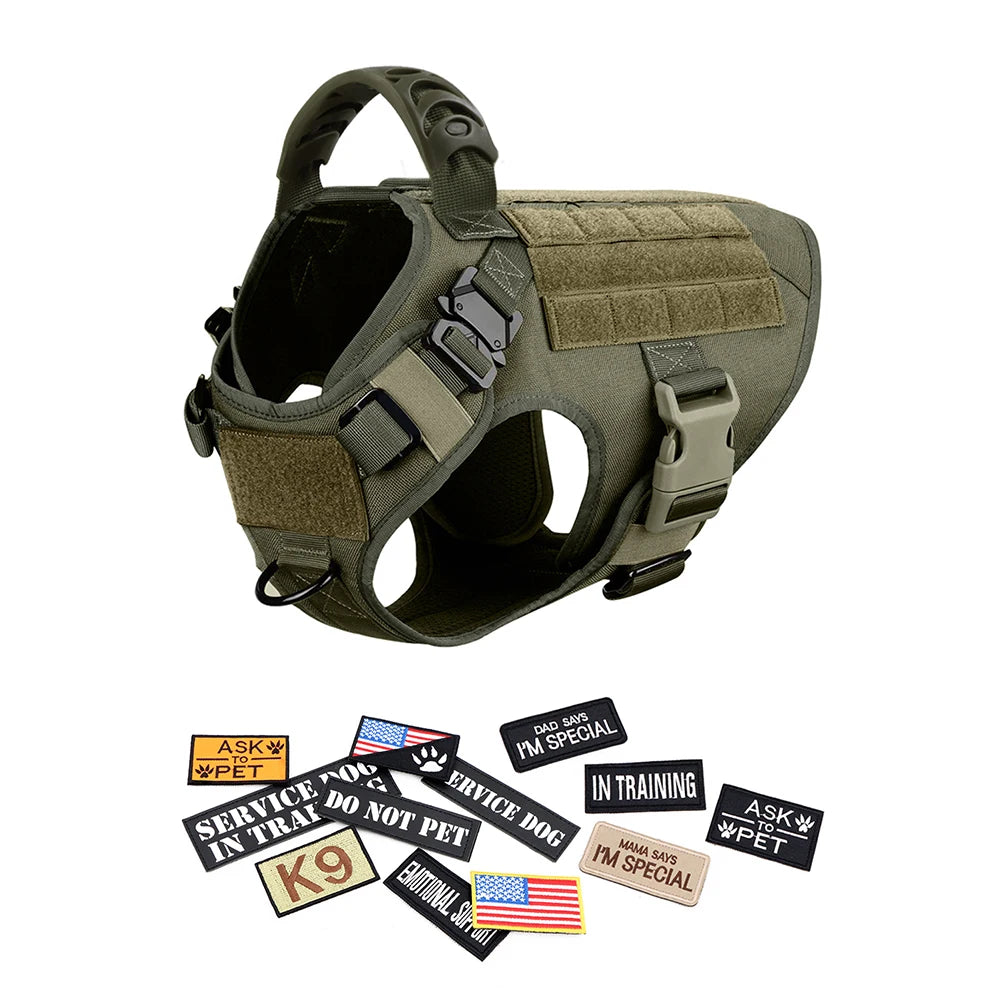 PETRAVELCN Military Dog Harness Vest With Leash Patches