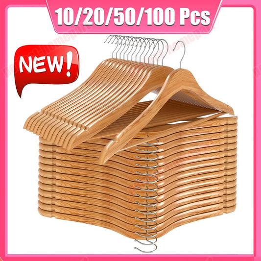 Wooden Suit Hangers Premium Natural Finish Pack of 100