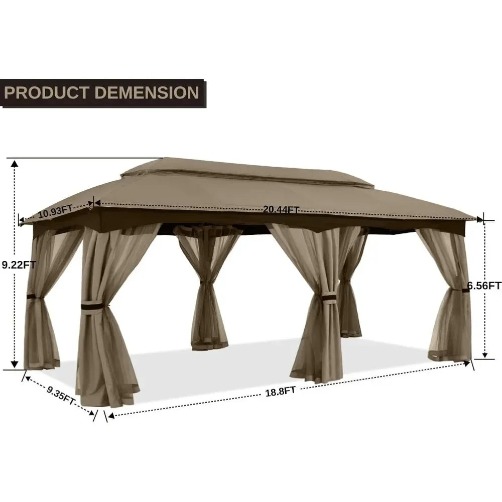 Outdoor Patio Gazebo With Upgrade Steel Frame And Netting Walls