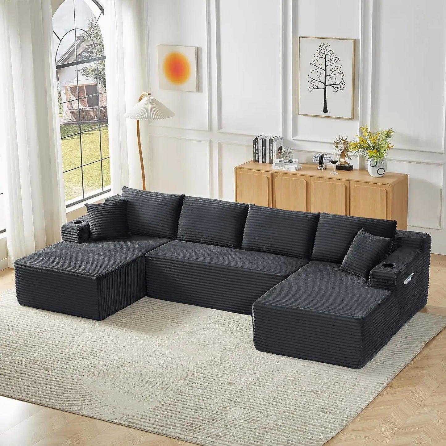 Modular Sectional Sleeper Sofa U Shaped Boneless Cloud Couch