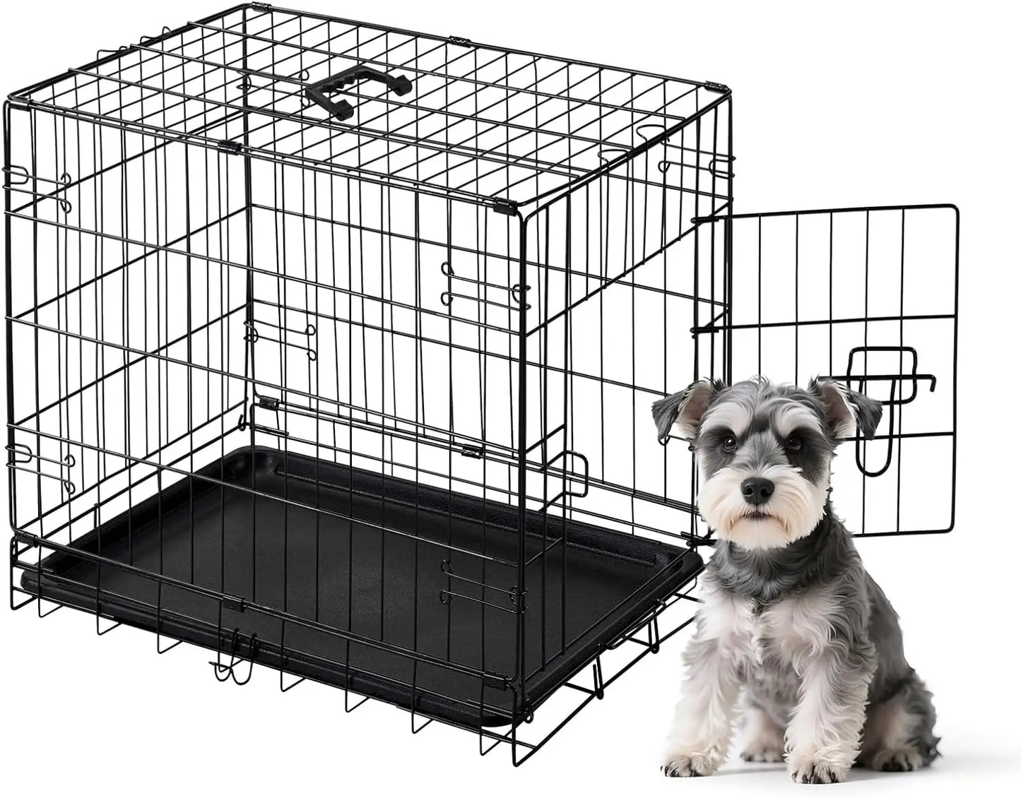Foldable Metal Dog Cage With Leak Proof Pan Tray Outdoor