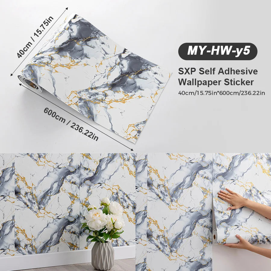 Self Adhesive Marble Wall Sticker Peel and Stick Modern Design