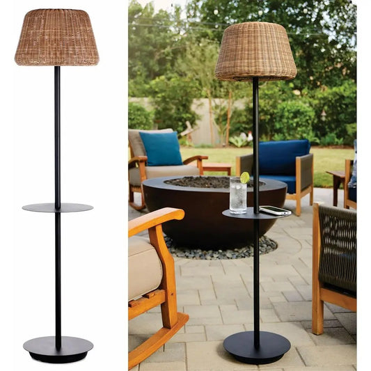 BR Lighting Solar Outdoor Floor Lamp With Table Cordless Patio
