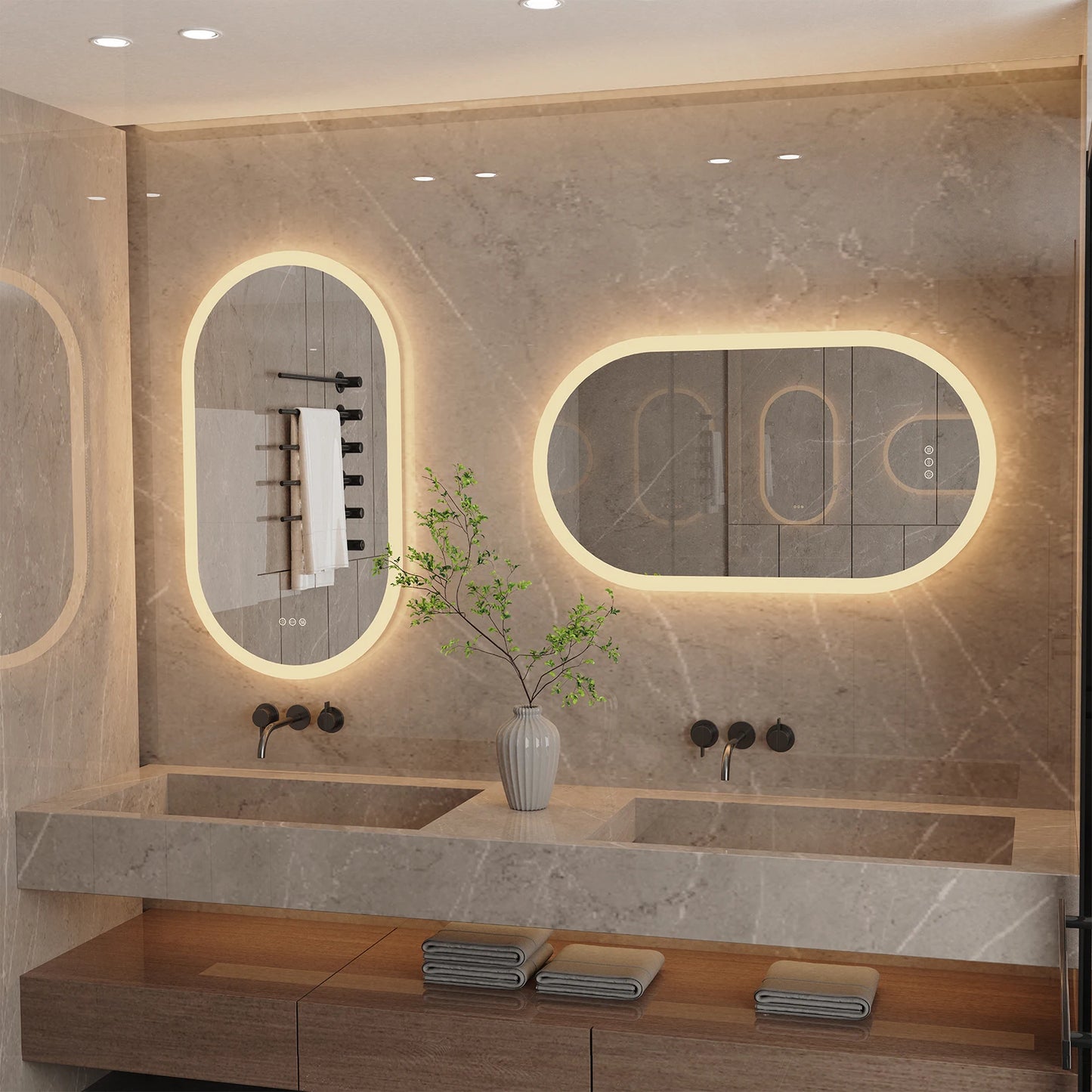 Wisfor LED Oval Backlit Bathroom Mirror Frameless Anti Fog
