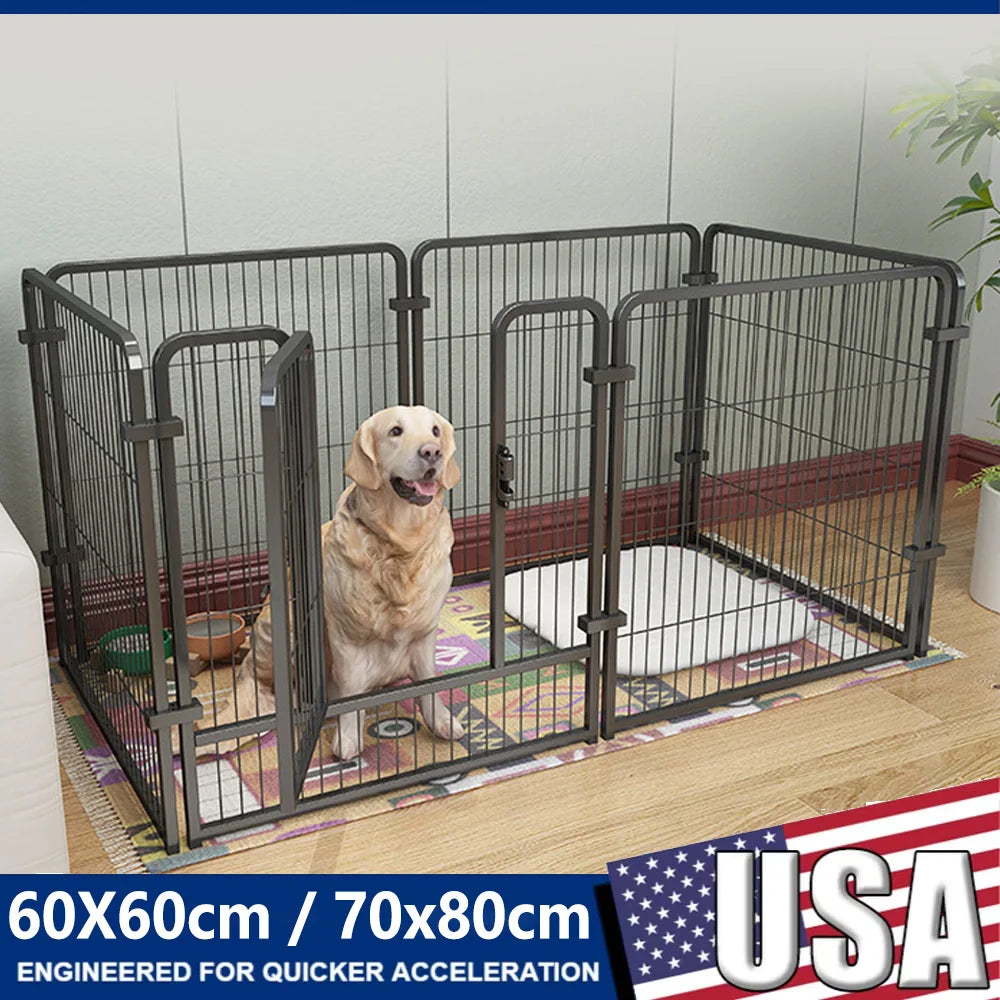 Stainless Steel Dog Fence Panels Foldable Playpen Heavy Duty Kennel