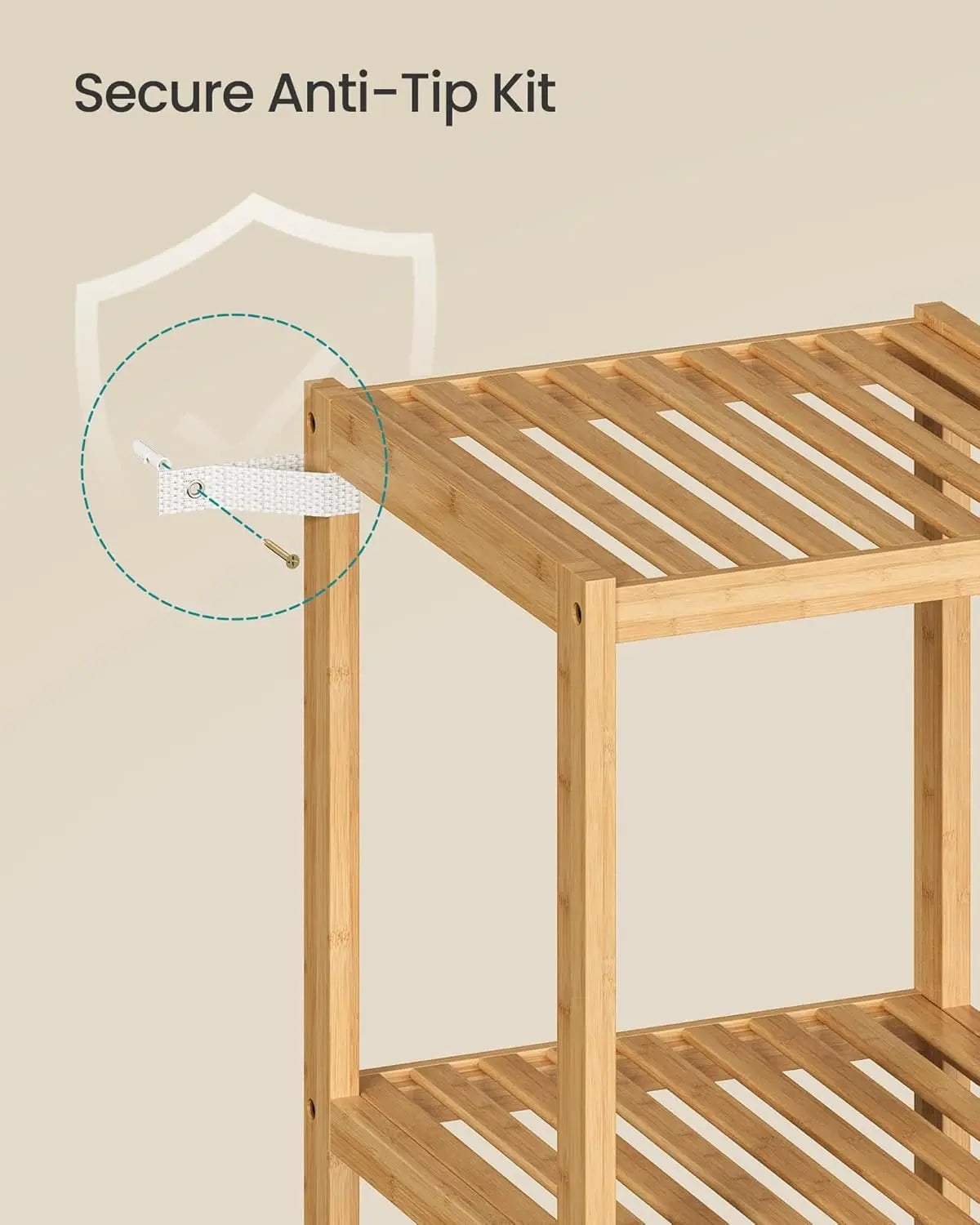 Five-Tier Bamboo Storage Shelf Multifunctional For Entryway Kitchen