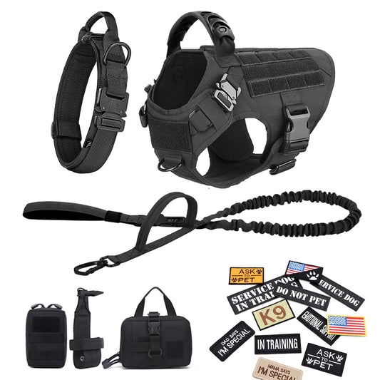 PETRAVELCN Military Dog Harness Vest With Leash Patches