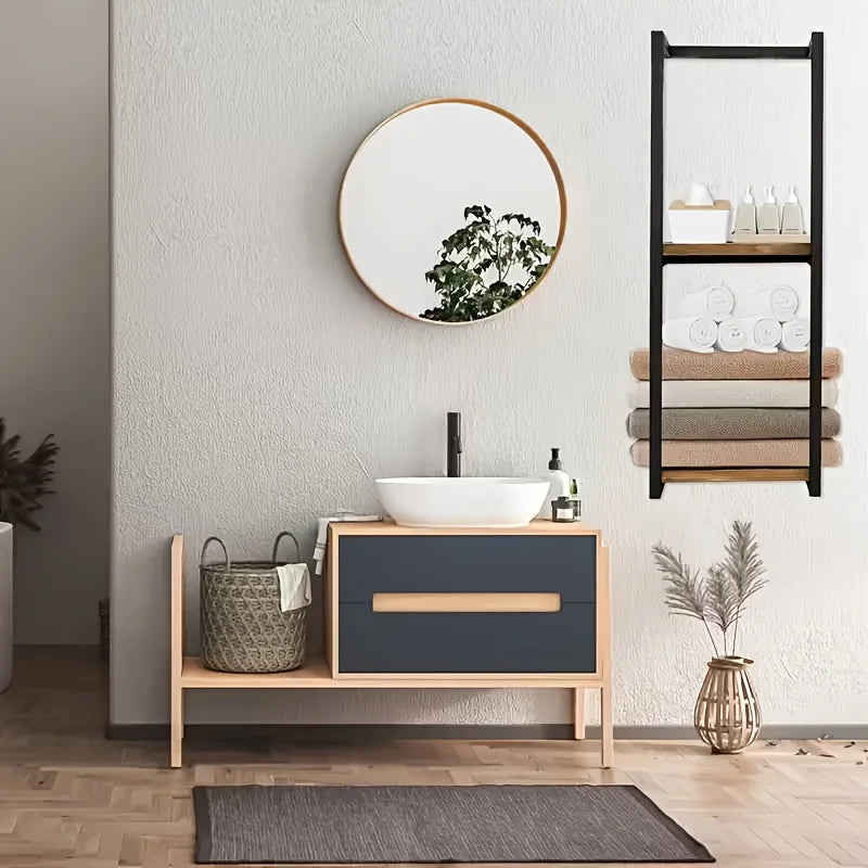 Two Layer Carbon Steel Wall Mounted Towel Rack French Country