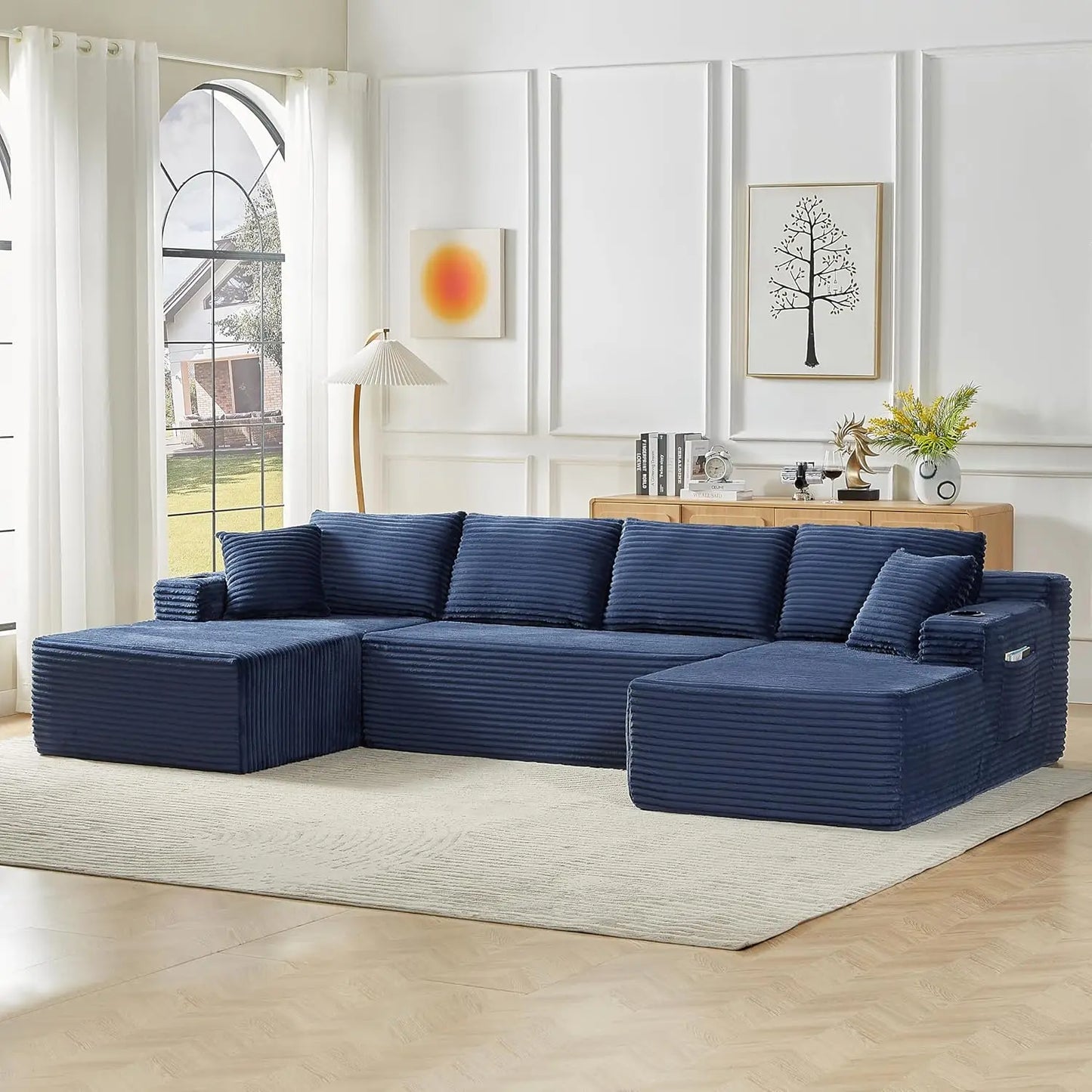 Modular Sectional Sleeper Sofa U Shaped Boneless Cloud Couch