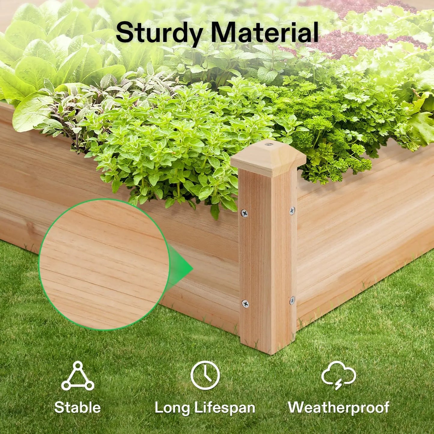 Three Tier Wooden Raised Garden Bed Planter