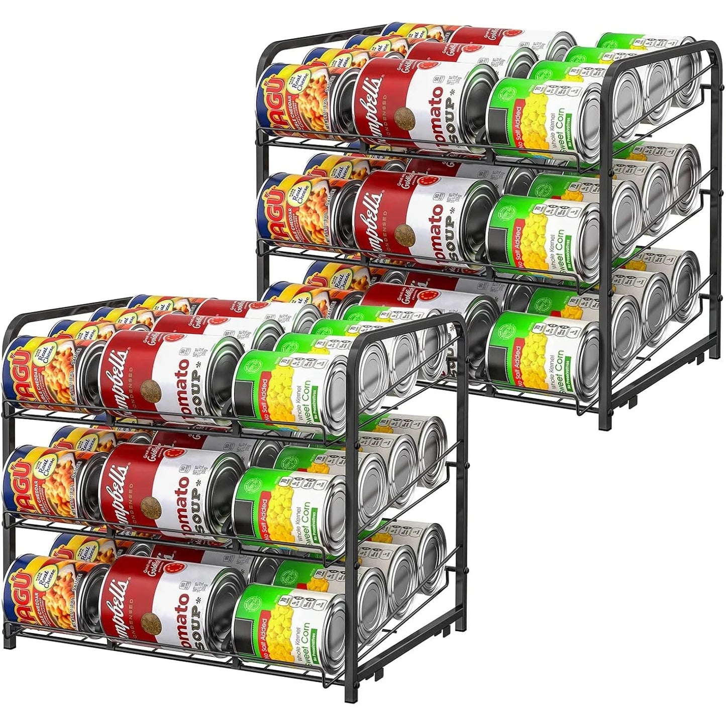 Stackable Can Organizer 2 Pack Holds 36 Cans For Pantry Storage