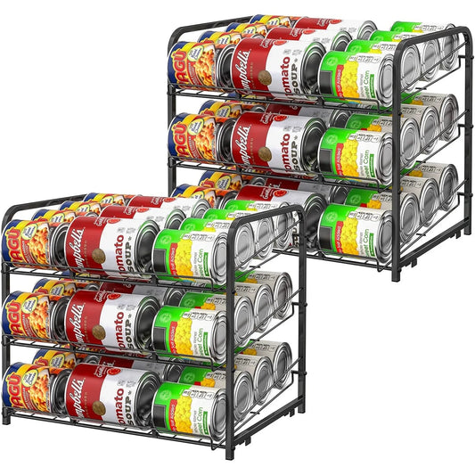 Stackable Can Organizer 2 Pack Holds 36 Cans For Pantry Storage