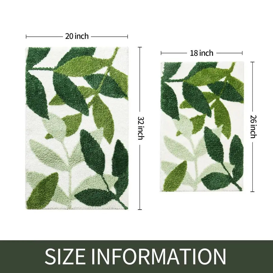 Two Piece Non Slip Microfiber Bathroom Mat Set Water Absorbent